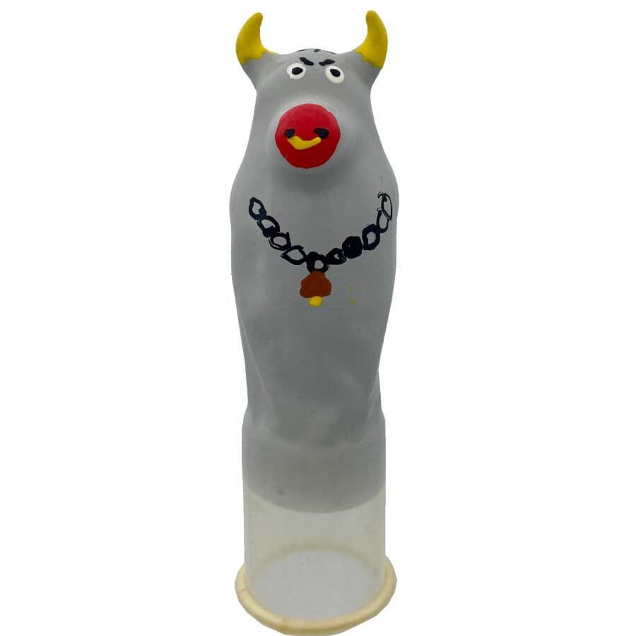 CONDOMERIE - HANDPAINTED NOVELTY CONDOMS GREY BULL MODEL XL thumb 2