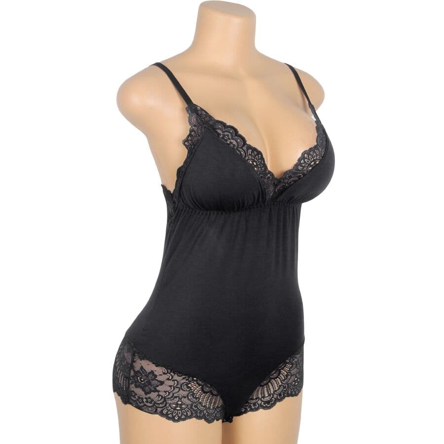 SUBBLIME - BLACK FLORAL LACE DETAIL TEDDY S/M thumb 7