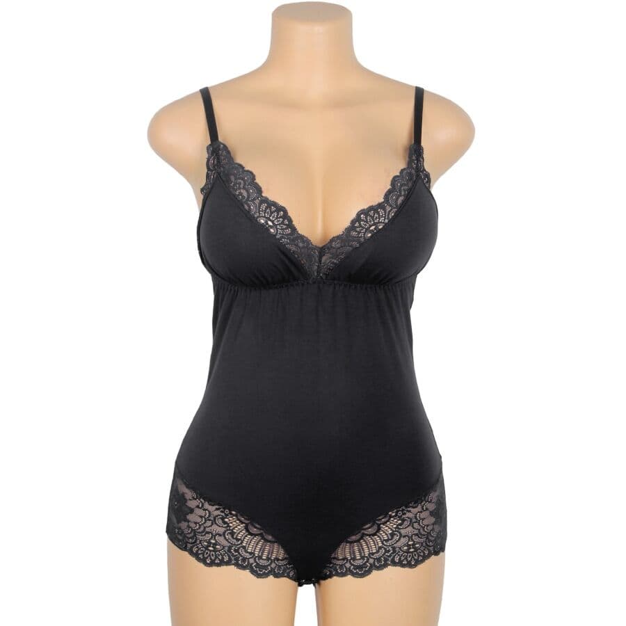 SUBBLIME - BLACK FLORAL LACE DETAIL TEDDY L/XL thumb 6