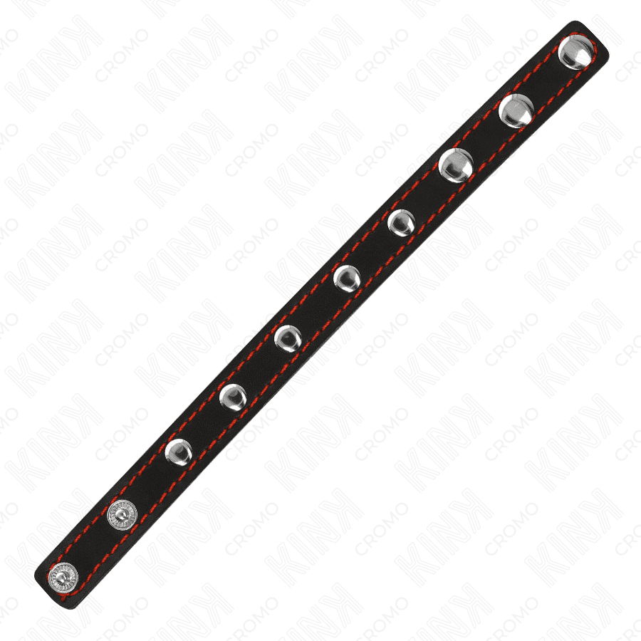 KINK - LEATHER PENIS RING WITH PRESSURE CLOSURE RED LINING 21 X 1.5 CM thumb 4
