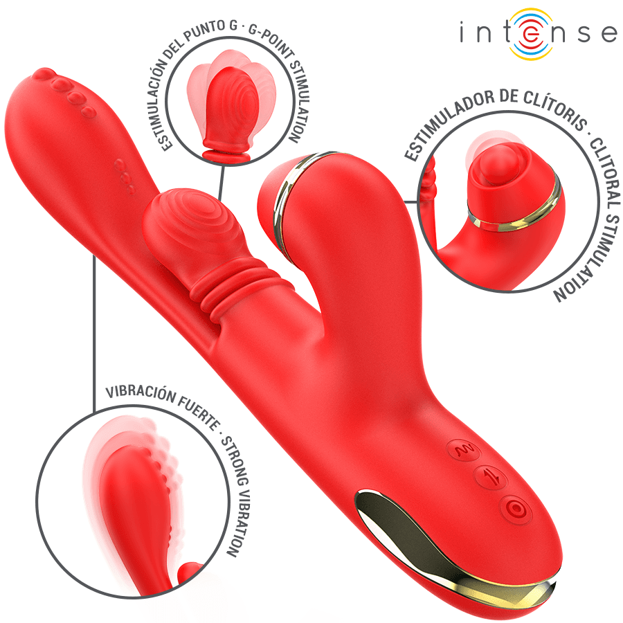 INTENSE - KATY MULTIFUNCTION CLITORIS STIMULATOR 4 INTERCHANGEABLE HEADS RED thumb 4