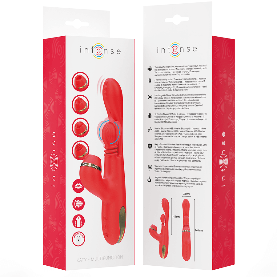 INTENSE - KATY MULTIFUNCTION CLITORIS STIMULATOR 4 INTERCHANGEABLE HEADS RED thumb 9
