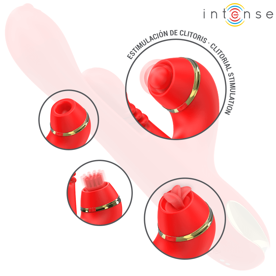 INTENSE - KATY MULTIFUNCTION CLITORIS STIMULATOR 4 INTERCHANGEABLE HEADS RED thumb 6