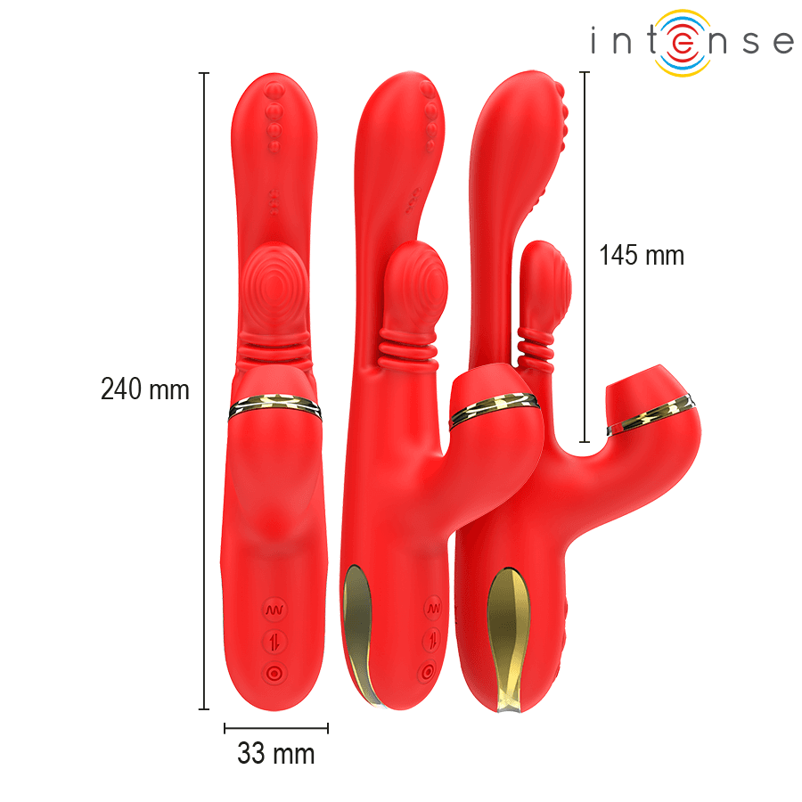 INTENSE - KATY MULTIFUNCTION CLITORIS STIMULATOR 4 INTERCHANGEABLE HEADS RED thumb 3