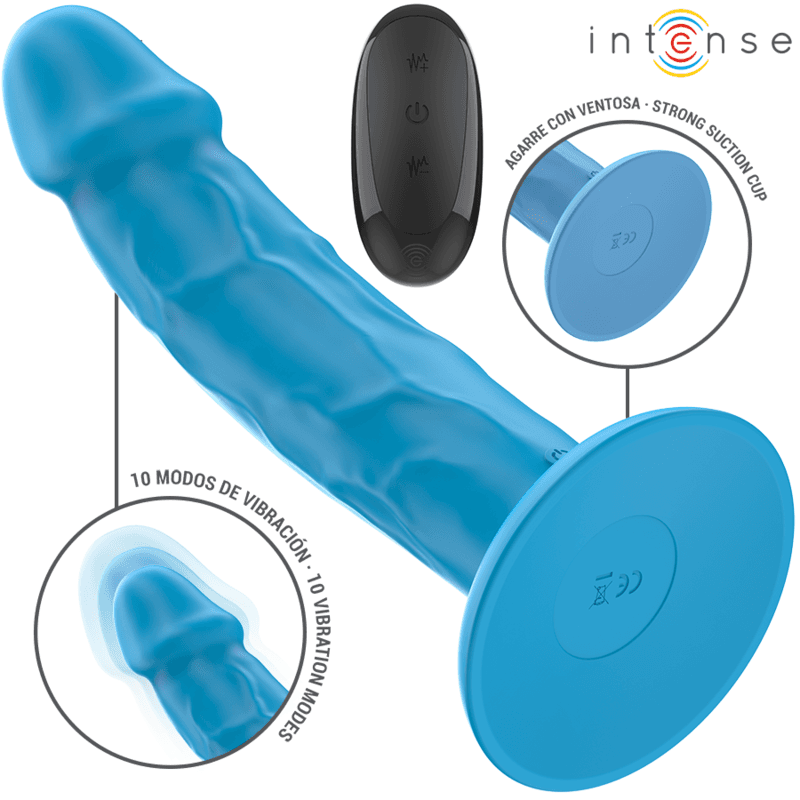 INTENSE - PHOEBE REALISTIC VIBRATOR 10 VIBRATIONS BLUE REMOTE CONTROL thumb 2