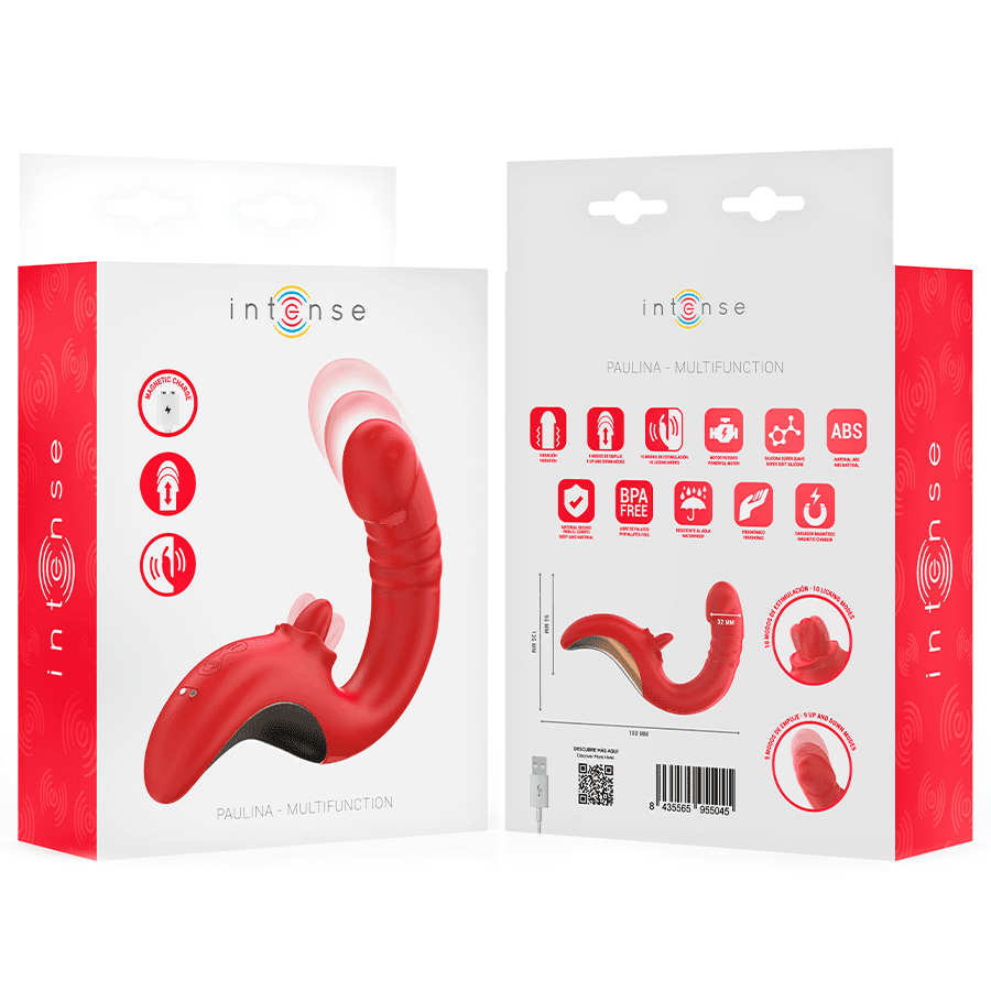 INTENSE - PAULINA VIBRATOR AND STIMULATOR IN U SHAPE RED thumb 9