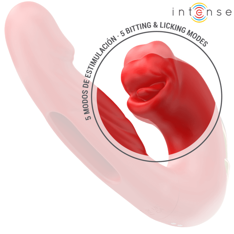 INTENSE - NATHY DOUBLE VIBRATOR WITH MULTIFUNCTION STIMULATING MOUTH RED thumb 5