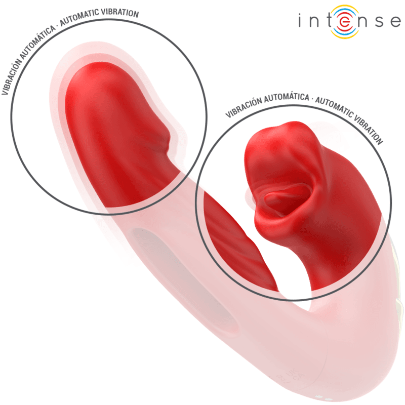INTENSE - NATHY DOUBLE VIBRATOR WITH MULTIFUNCTION STIMULATING MOUTH RED thumb 6