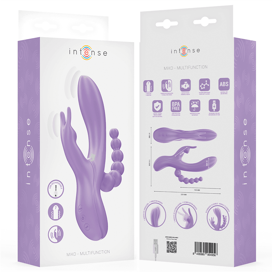 INTENSE - MIKO TRIPLE VIBRATOR RABBIT & STIMULATOR & ANAL 7 VIBRATIONS PURPLE thumb 8
