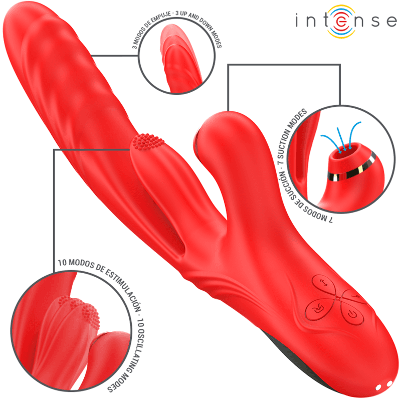 INTENSE - KAROL MULTIFUNCTION VIBRATOR THRUST & STIMULATION & STIMULATING WAVES RED thumb 2