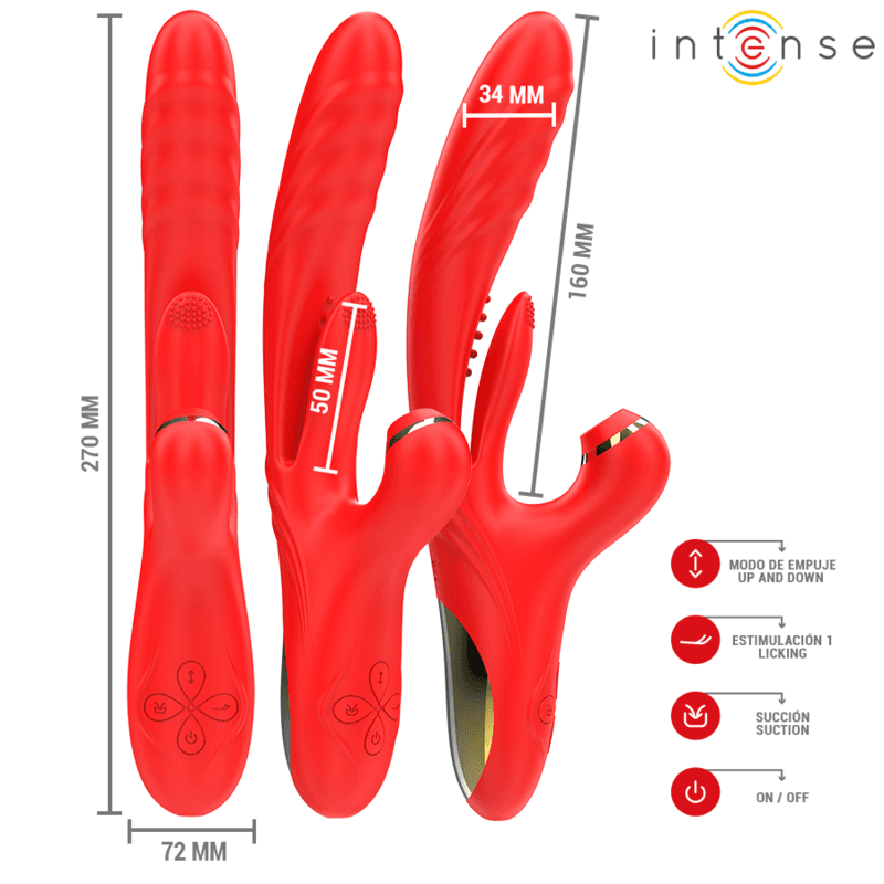 INTENSE - KAROL MULTIFUNCTION VIBRATOR THRUST & STIMULATION & STIMULATING WAVES RED thumb 4