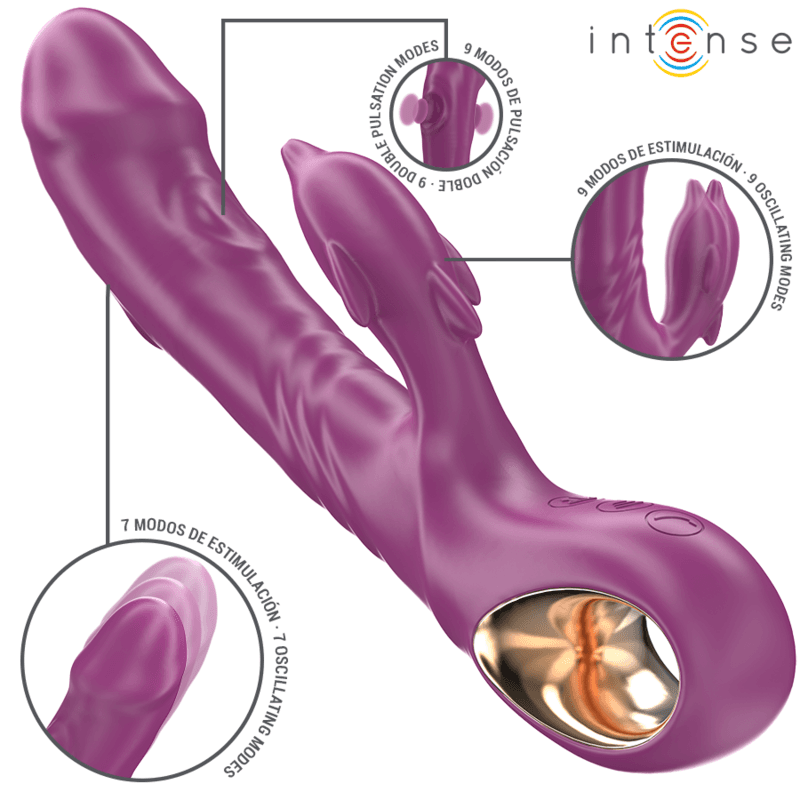 INTENSE - HALLE MULTIFUNCTION VIBRATOR WITH DOLPHIN STIMULATING TONGUE PURPLE thumb 2