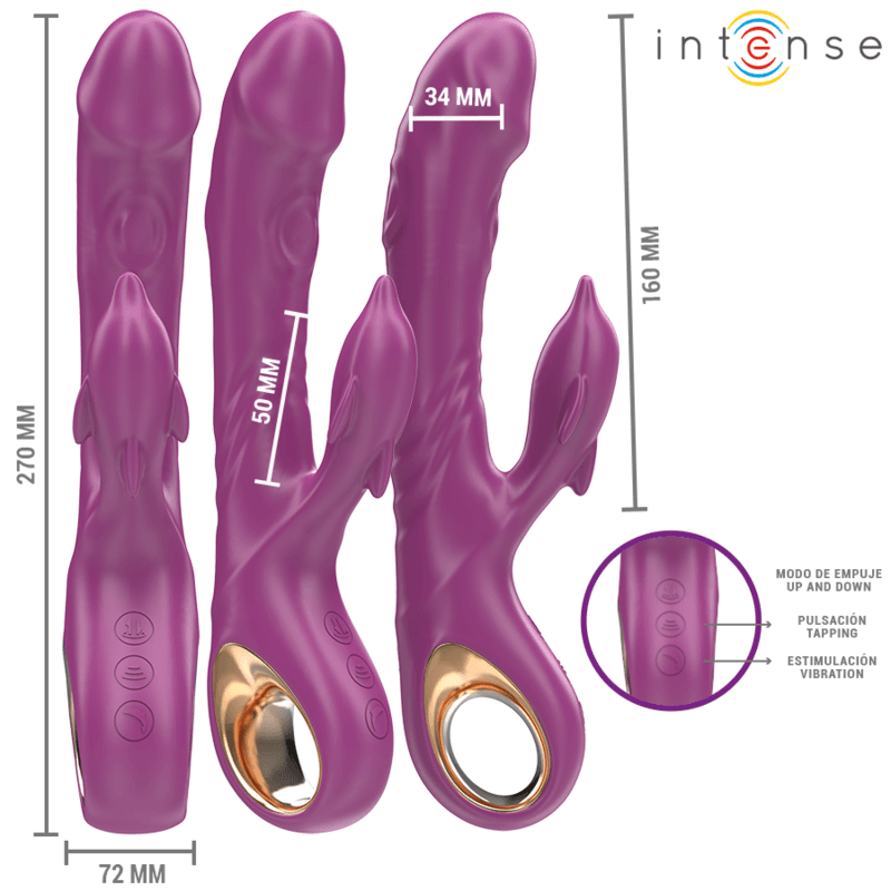 INTENSE - HALLE MULTIFUNCTION VIBRATOR WITH DOLPHIN STIMULATING TONGUE PURPLE thumb 3