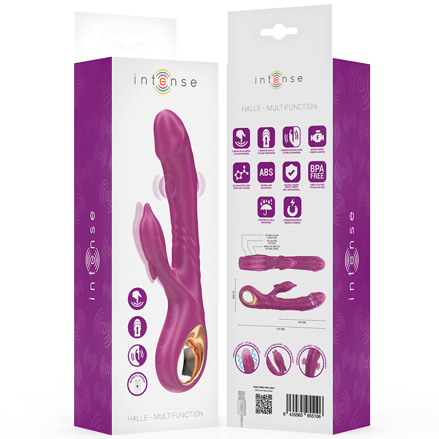 INTENSE - HALLE MULTIFUNCTION VIBRATOR WITH DOLPHIN STIMULATING TONGUE PURPLE thumb 8