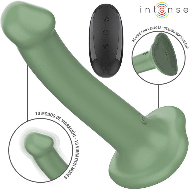 INTENSE - BECCA VIBRATOR WITH SUCTION CUP 10 VIBRATIONS GREEN REMOTE CONTROL thumb 2