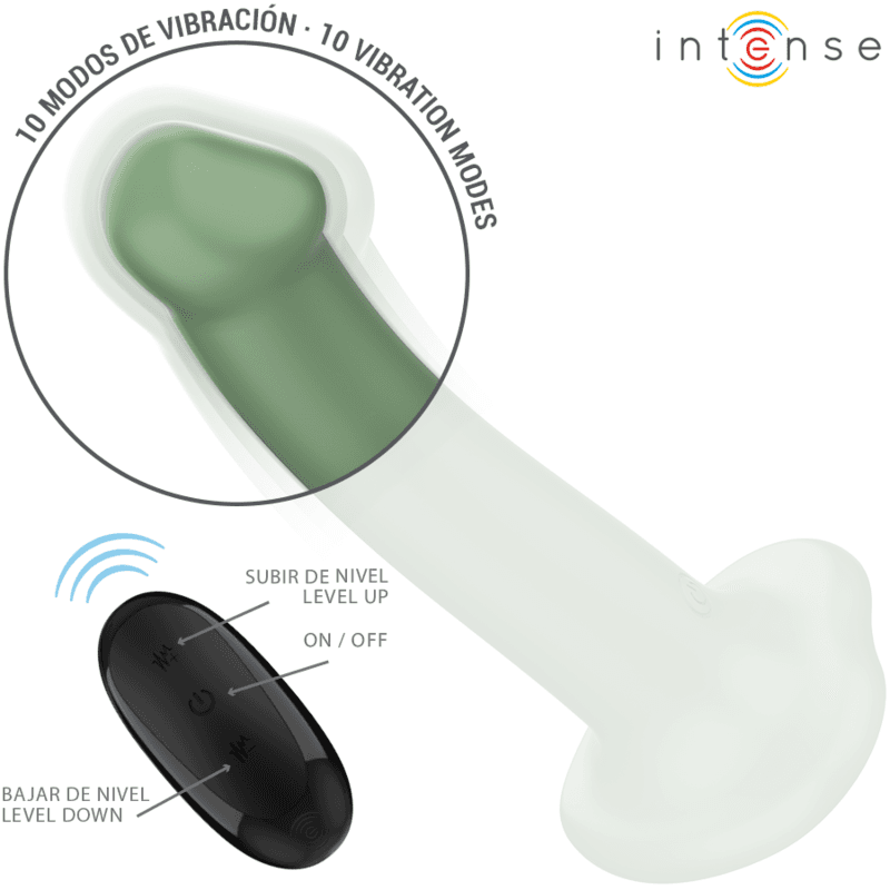 INTENSE - BECCA VIBRATOR WITH SUCTION CUP 10 VIBRATIONS GREEN REMOTE CONTROL thumb 4
