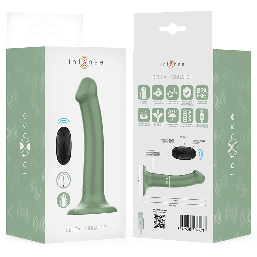 INTENSE - BECCA VIBRATOR WITH SUCTION CUP 10 VIBRATIONS GREEN REMOTE CONTROL thumb 8