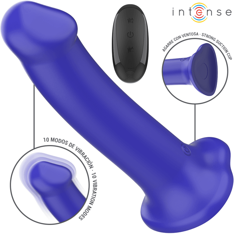 INTENSE - VICTORIA VIBRATOR WITH SUCTION CUP 10 VIBRATIONS DARK BLUE REMOTE CONTROL thumb 2