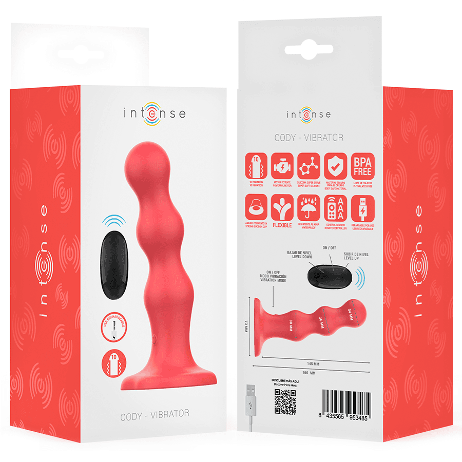 INTENSE - CODY VIBRATOR WITH SUCTION CUP RED REMOTE CONTROL thumb 8
