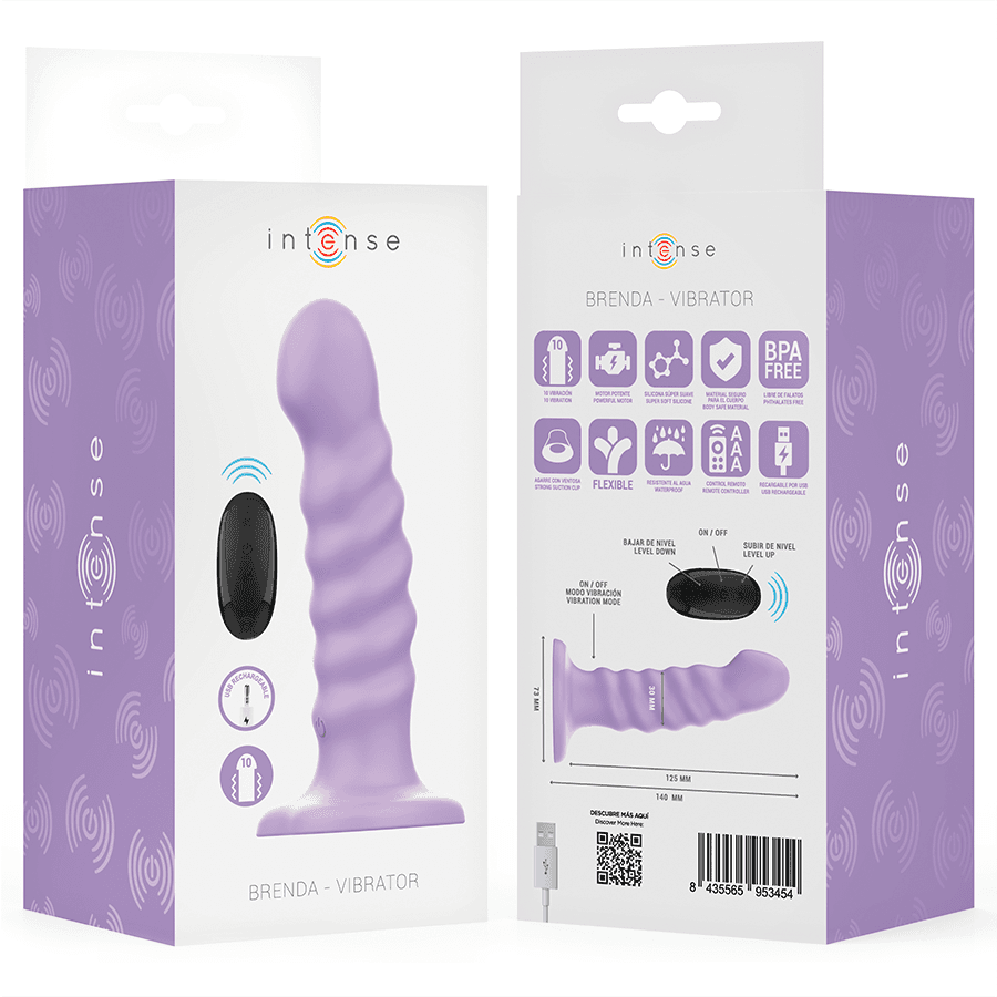 INTENSE - BRENDA VIBRATOR SIZE M SPIRAL DESIGN 10 VIBRATIONS PURPLE REMOTE CONTROL thumb 8