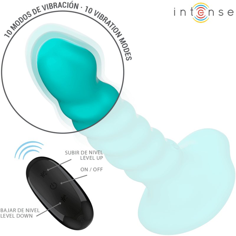 INTENSE - BUFFY VIBRATOR SIZE S SPIRAL DESIGN 10 VIBRATIONS BLUE REMOTE CONTROL thumb 4