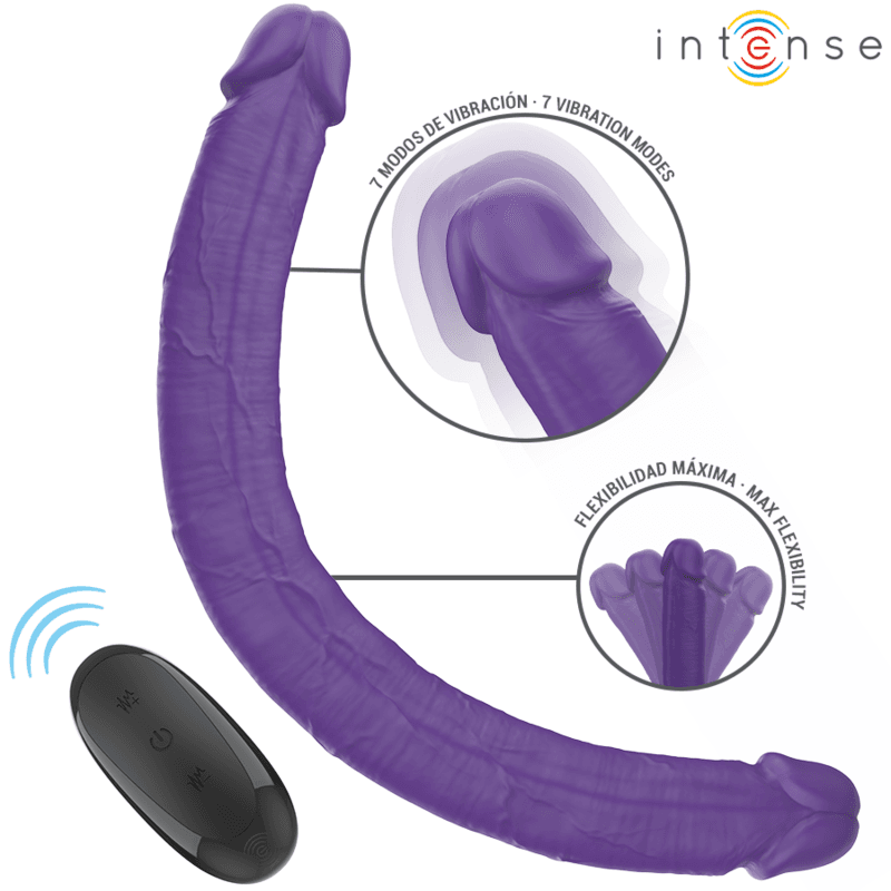 INTENSE - GUNTER DILDO DOUBLE VIBRATOR 40 CM PURPLE REMOTE CONTROL thumb 2