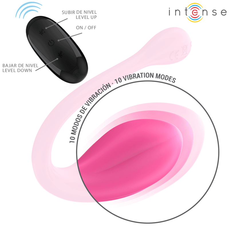 INTENSE - JANICE U VIBRATOR DOUBLE STIMULATION 10 VIBRATIONS PINK REMOTE CONTROL thumb 4
