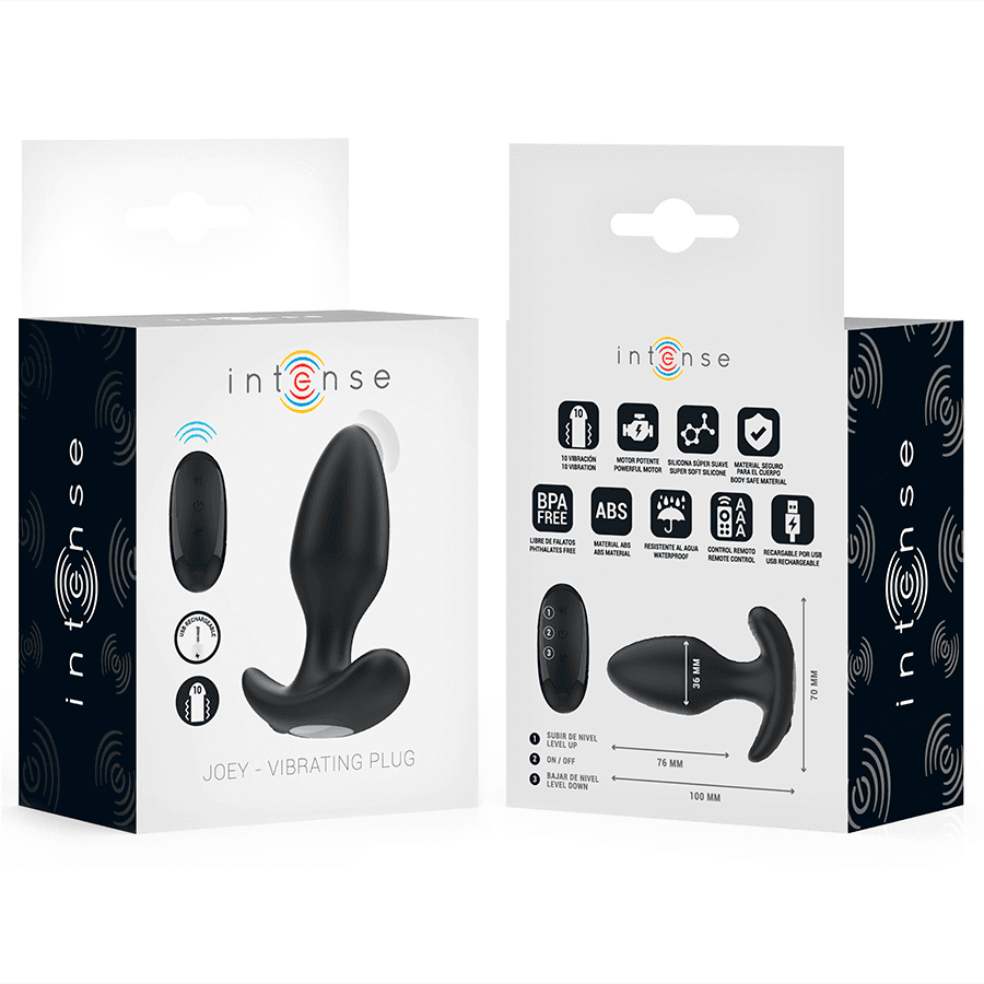 INTENSE - JOEY ANAL PLUG 10 VIBRATIONS BLACK REMOTE CONTROL thumb 7