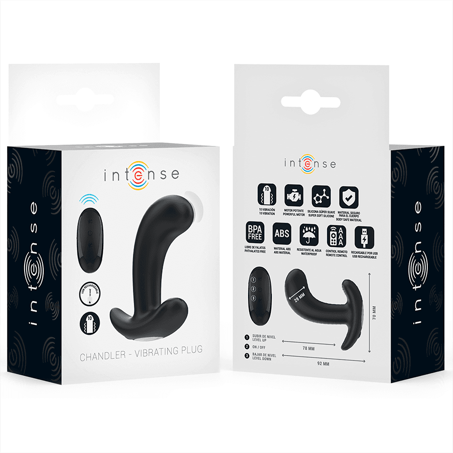 INTENSE - CHANDLER ANAL PLUG 10 VIBRATIONS BLACK REMOTE CONTROL thumb 7