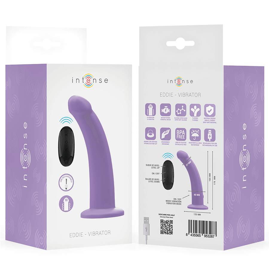 INTENSE - EDDIE VIBRATOR 17.5 CM 10 VIBRATIONS PURPLE REMOTE CONTROL thumb 8