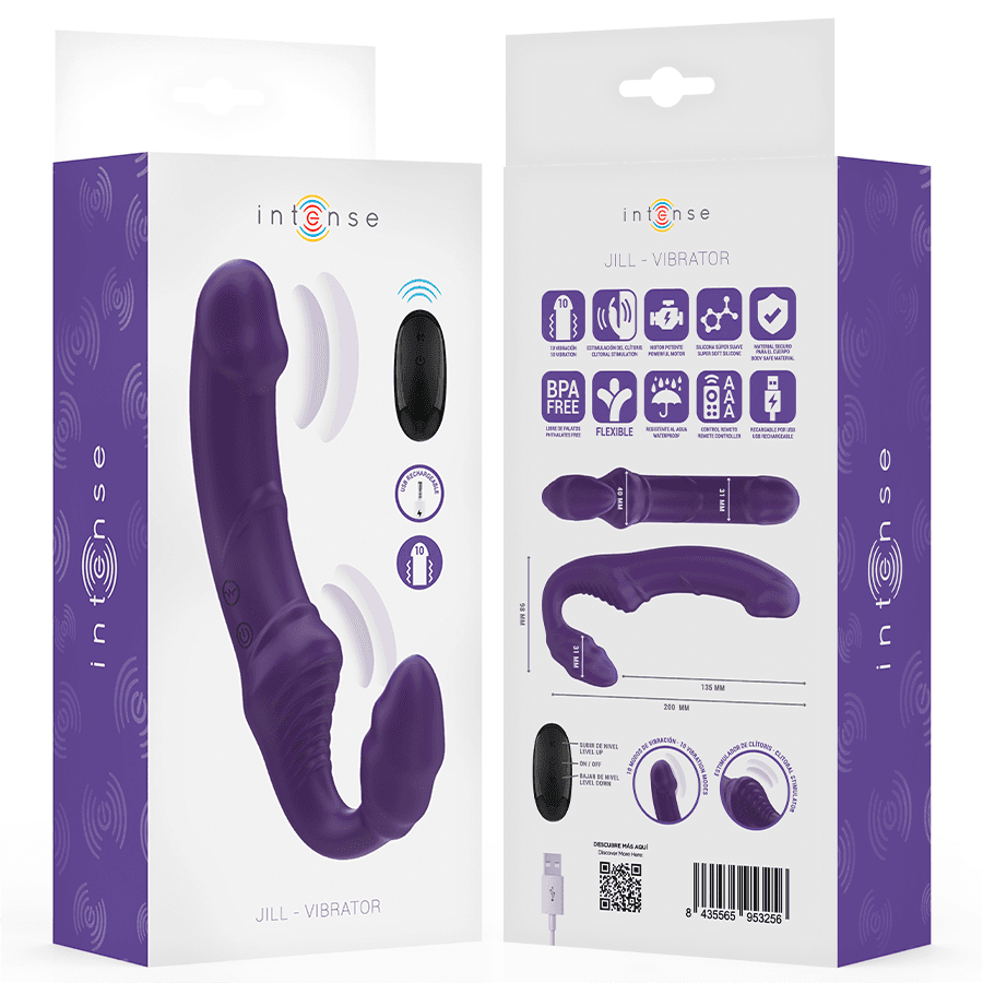 INTENSE - JILL DOUBLE VIBRATOR 20 CM PURPLE REMOTE CONTROL thumb 8