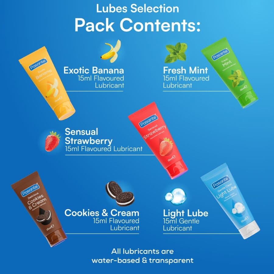 PASANTE - PACK ASSORTED FLAVOR LUBRICANTS 5 UNITS X 15 ML thumb 5