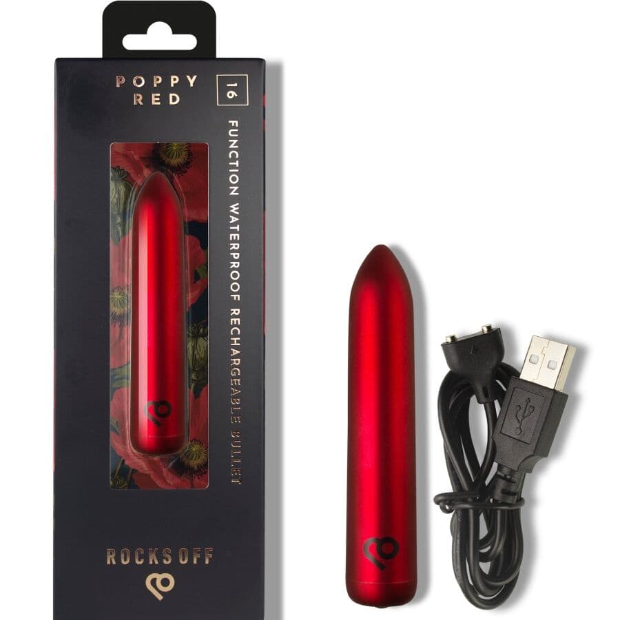 ROCKS-OFF - RECHARGEABLE VIBRATING BULLET POPPY RED thumb 6
