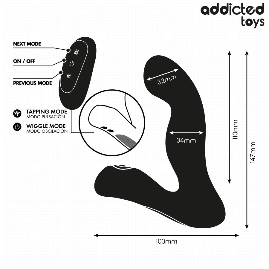 ADDICTED TOYS - OSCILLATING PROSTATE MASSAGER WITH PULSATION MODE REMOTE CONTROL thumb 6