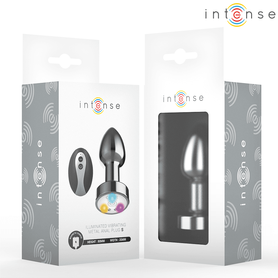 INTENSE - VIBRATING METAL ANAL PLUG WITH LED LIGHTS AND REMOTE CONTROL - SIZE S thumb 3