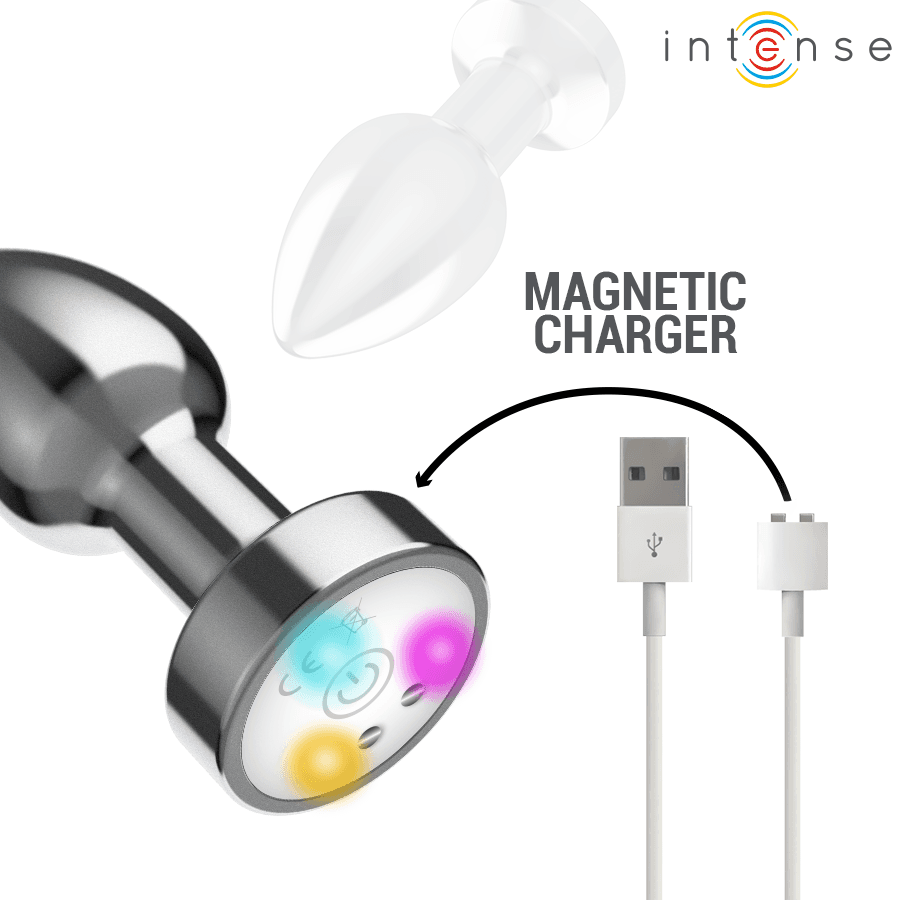 INTENSE - VIBRATING METAL ANAL PLUG WITH LED LIGHTS AND REMOTE CONTROL - SIZE M thumb 6