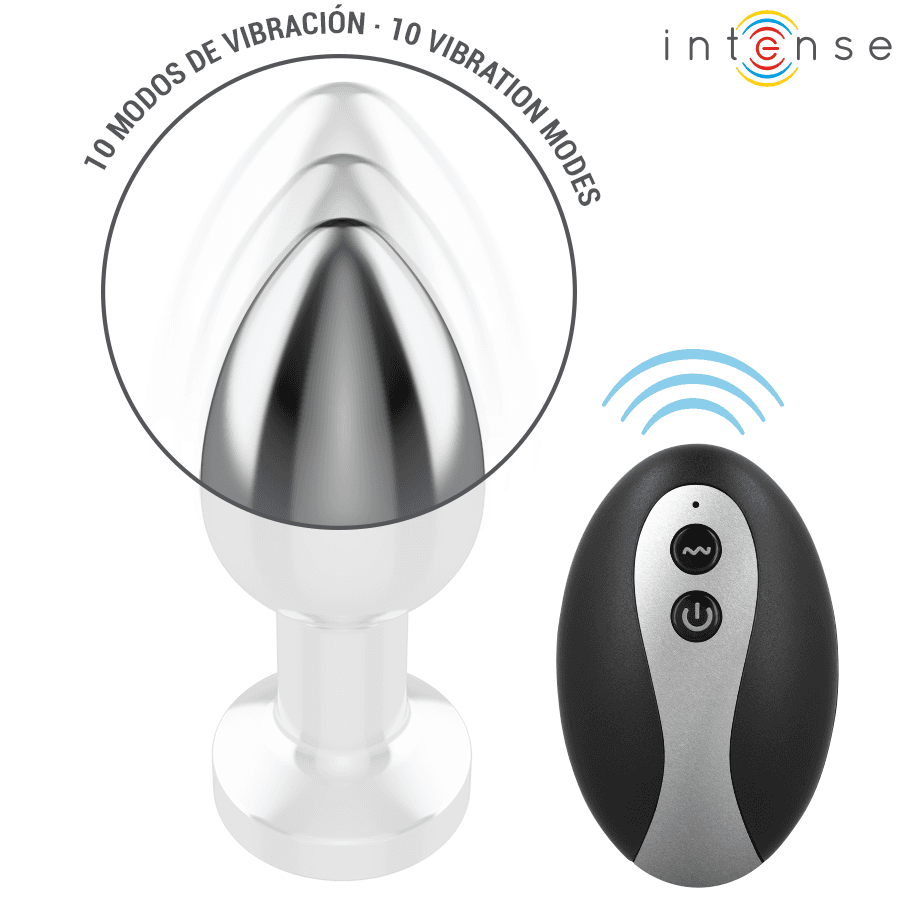 INTENSE - VIBRATING METAL ANAL PLUG WITH LED LIGHTS AND REMOTE CONTROL - SIZE M thumb 4