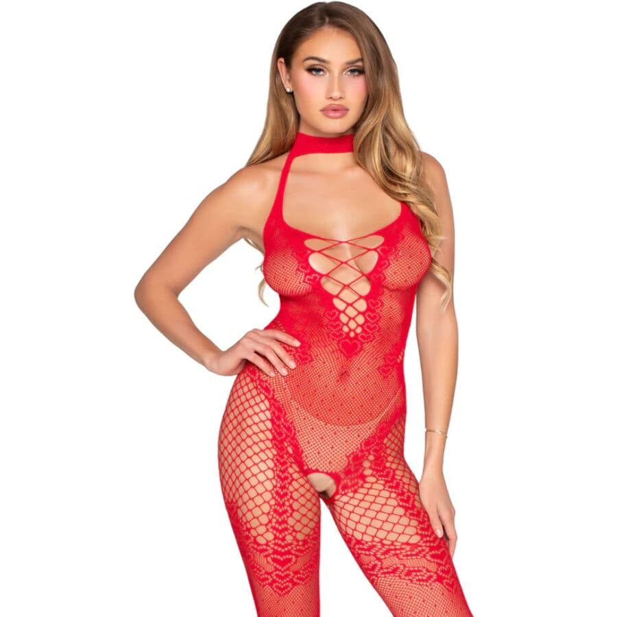 LEG AVENUE - 89336 CROTCHLESS BODYSTOCKING RED - ONE SIZE thumb 1