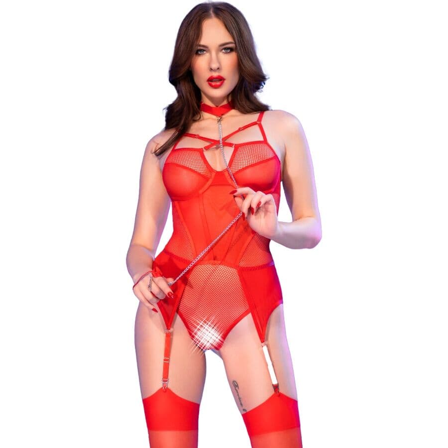 CHILIROSE - CR 4879 CROTCHLESS BODYSUIT RED M