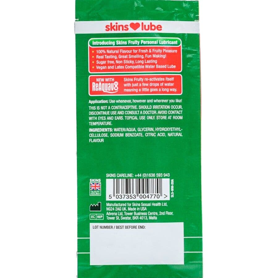 SKINS - FRUITY WATER-BASED LUBRICANT WATERMELON SINGLE-DOSE 5 ML thumb 2