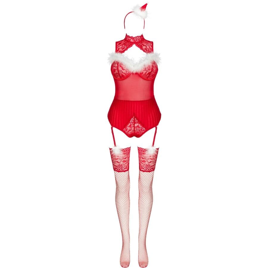 LIVCO CORSETTI FASHION - LIMPID SNOWFLAKES LC 90604 BODY + STOCKINGS + CHRISTMAS HEADBAND S/M thumb 3