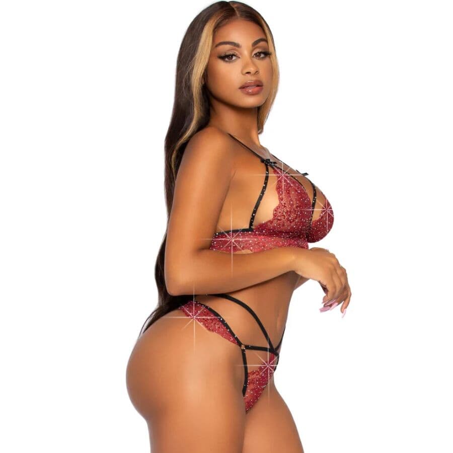 LEG AVENUE - 81623 BRA + THONG SET BURGUNDY SIZE L thumb 2