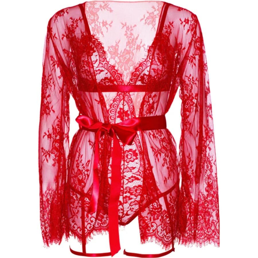 LEG AVENUE - 86123 TEDDY + GARTER ROBE SET RED SIZE S thumb 7