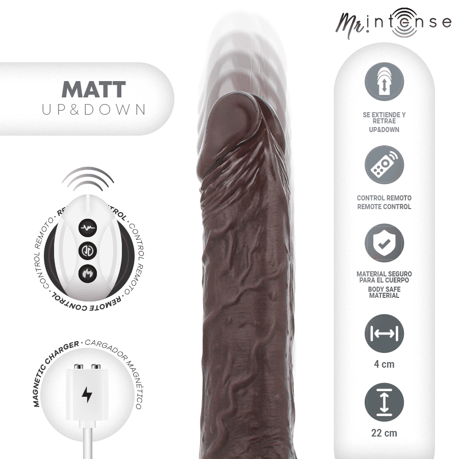 MR INTENSE - MATT REALISTIC MULTIFUNCTION WITH VIBRATION UP AND DOWN REMOTE CONTROL 22 CM -O- 4 CM thumb 2