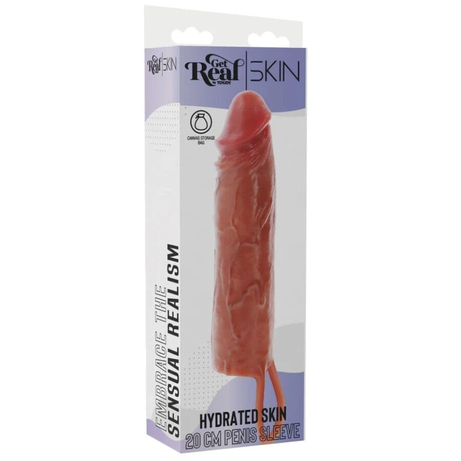 GET REAL - HYDRATED SKIN SILICONE PENIS SLEEVE CARAMEL 20 CM thumb 5
