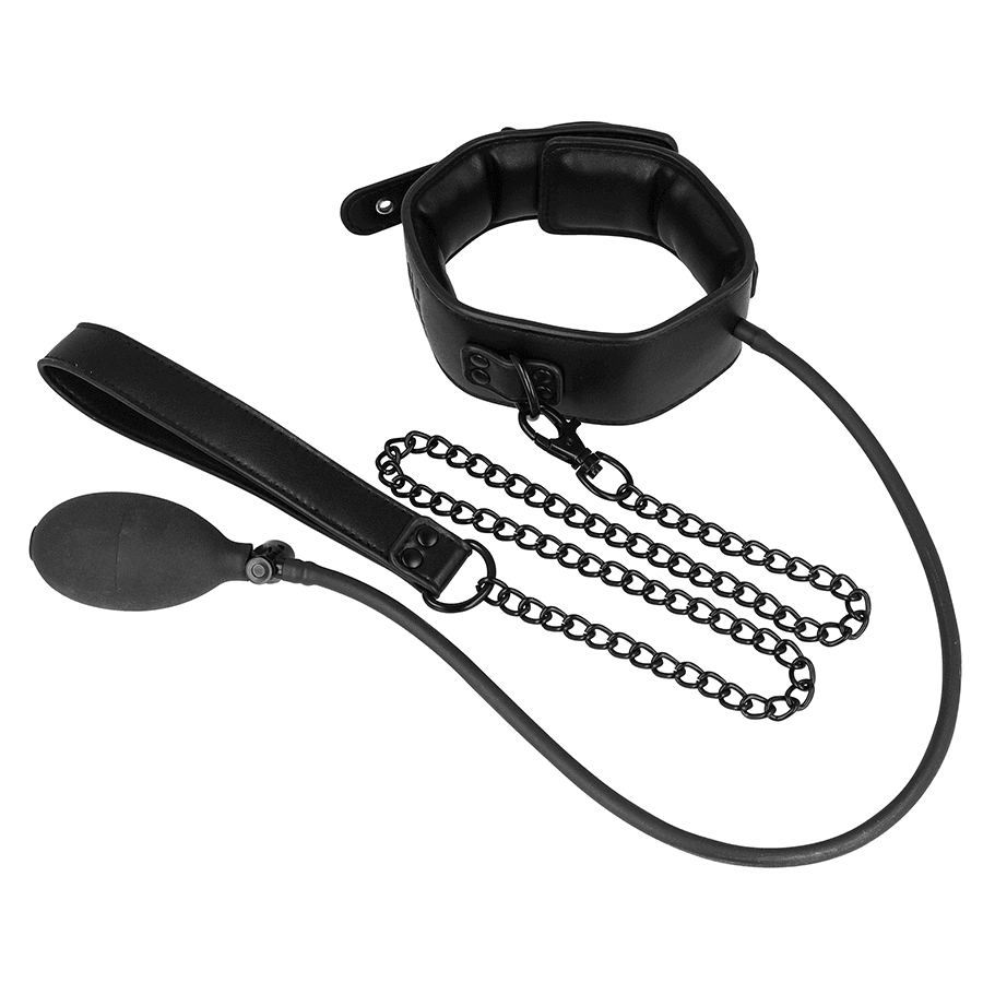 FETISH SUBMISSIVE BONDAGE - INFLATABLE STRANGLING COLLAR WITH CHAIN thumb 5