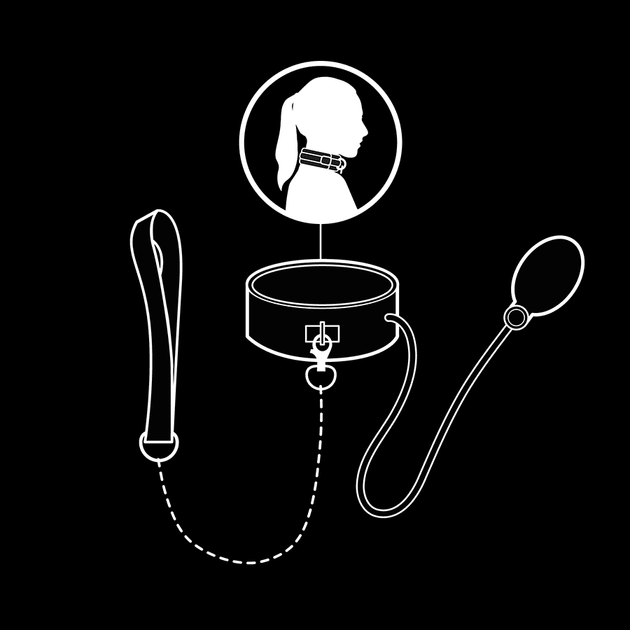 FETISH SUBMISSIVE BONDAGE - INFLATABLE STRANGLING COLLAR WITH CHAIN thumb 3