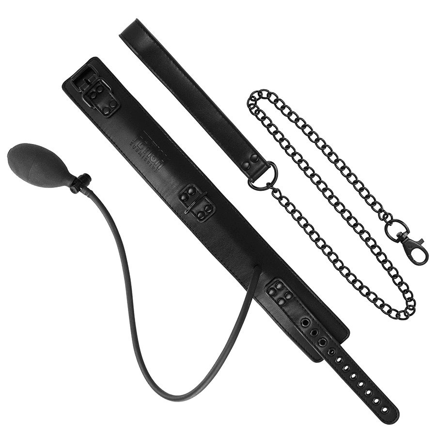 FETISH SUBMISSIVE BONDAGE - INFLATABLE STRANGLING COLLAR WITH CHAIN thumb 7