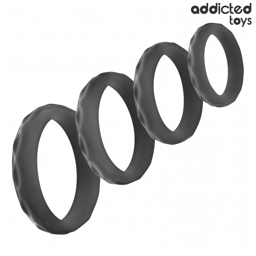 ADDICTED TOYS - TEXTURED COCK RING SET 4 SIZES thumb 6