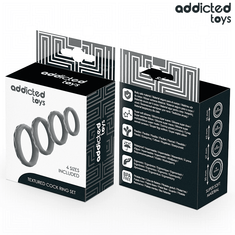 ADDICTED TOYS - TEXTURED COCK RING SET 4 SIZES thumb 3